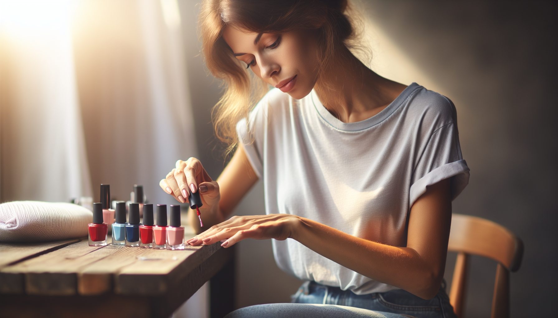 A women removing her nail polish