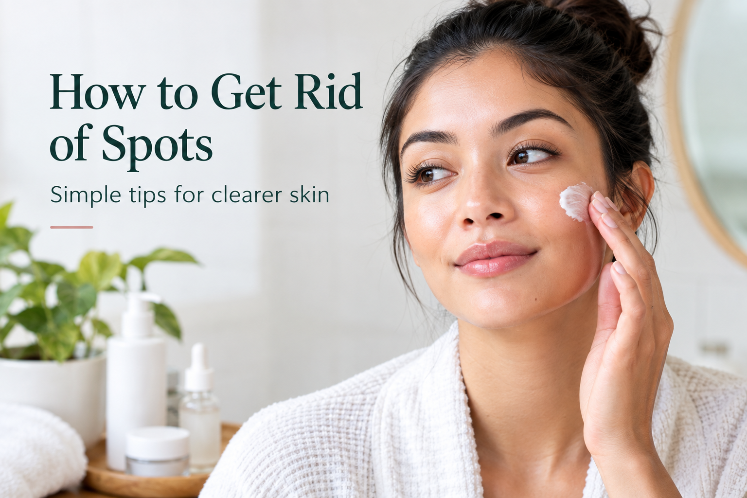Woman applying skincare cream to her face as part of a routine for clearer skin