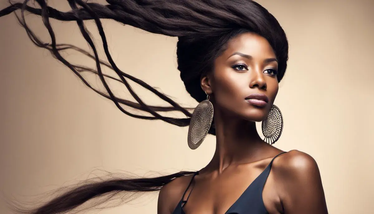 African woman with long, healthy, and detangled hair