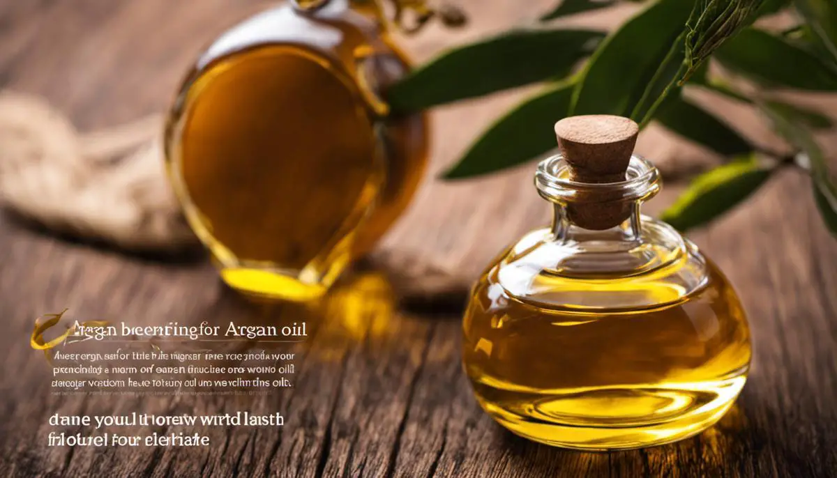 Image of a bottle of argan oil with text describing the benefits for African hair